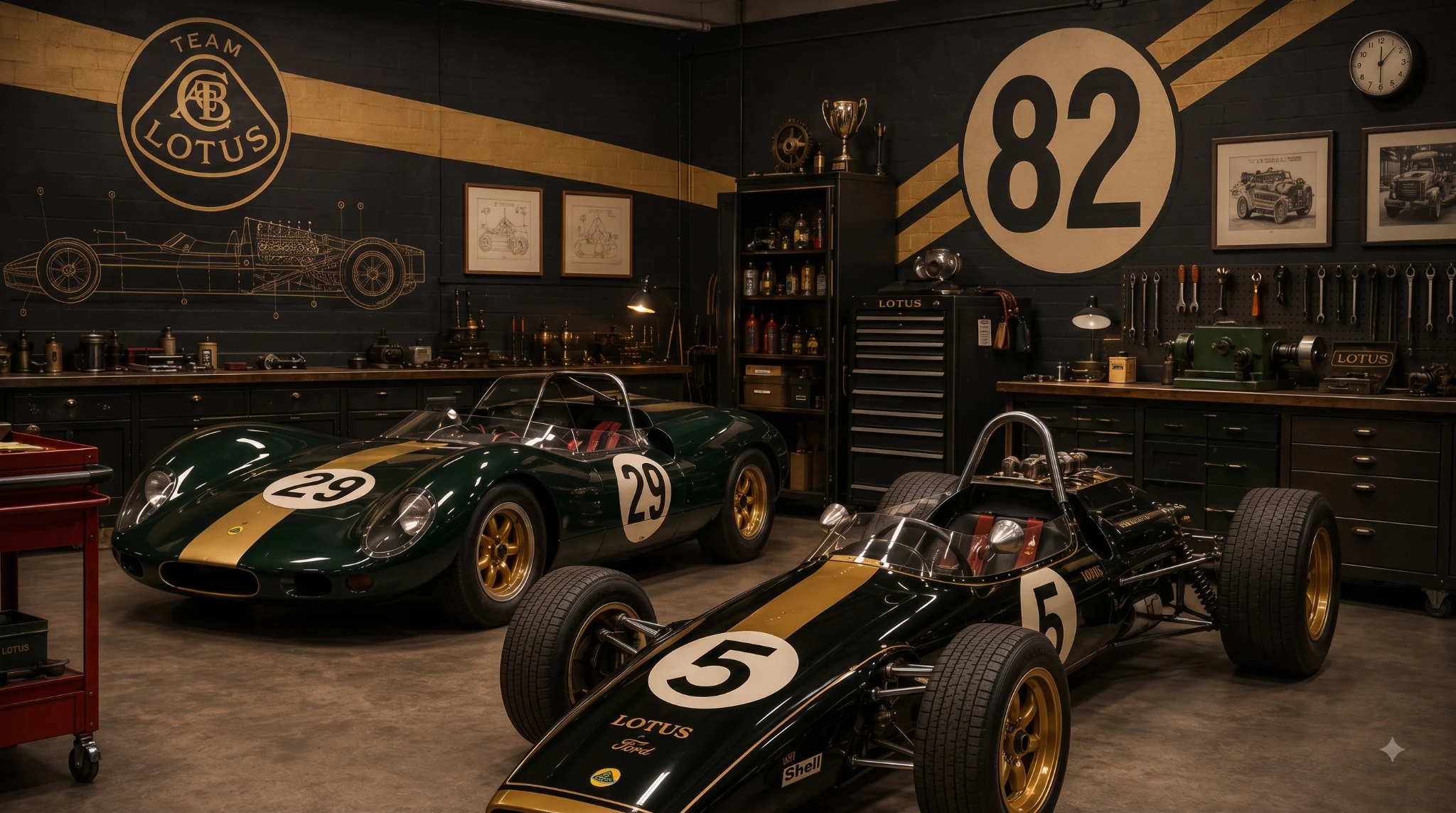 Lotus race cars in a bespoke AutoMarque environment